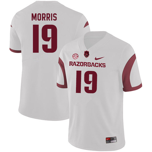 Men #19 Tyson Morris Arkansas Razorbacks College Football Jerseys Sale-White